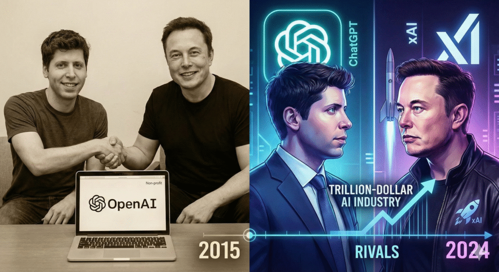Altman आणि Musk: OpenAI च्या स्थापनेपासून आता ट्रिलियन-डॉलर AI उद्योगातील प्रतिस्पर्धक